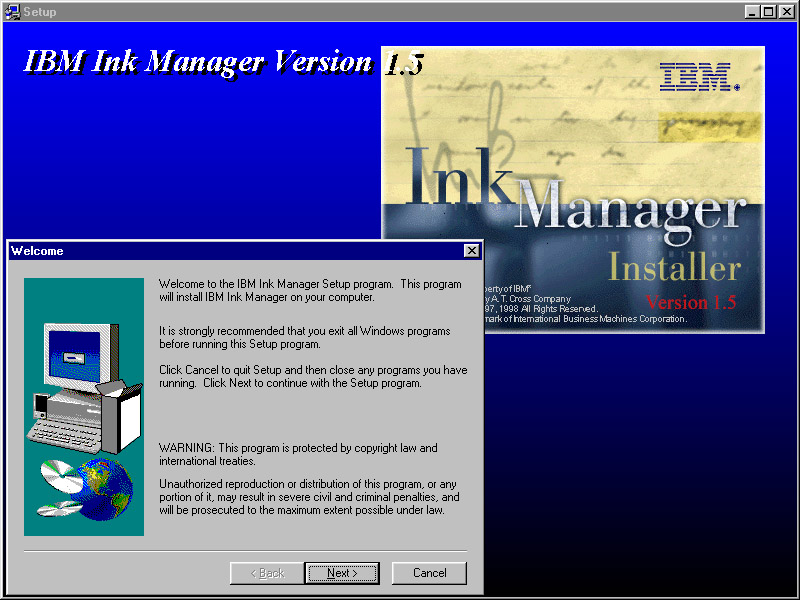 CrossPad/IBM InkManager 1.5 setup